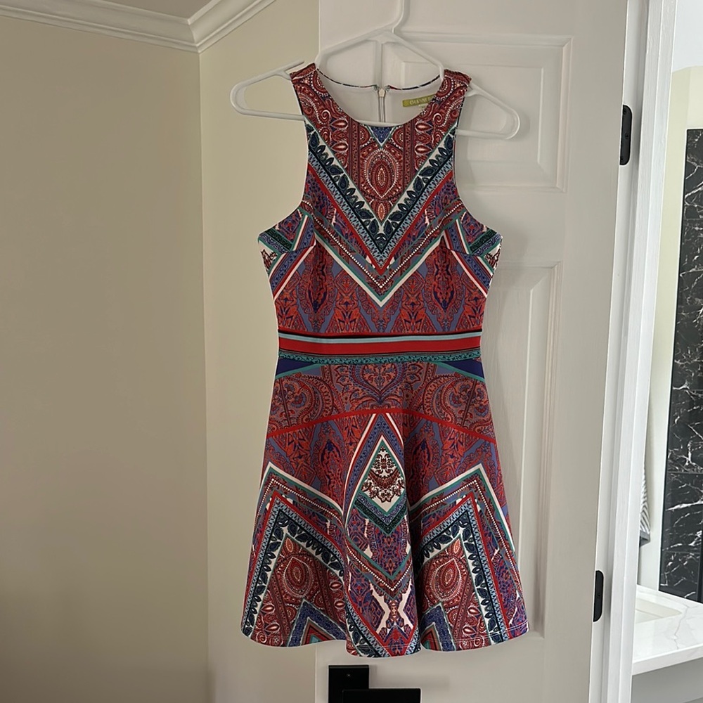 Gianni Bini Multicolor Geometric Pattern Mini Dress